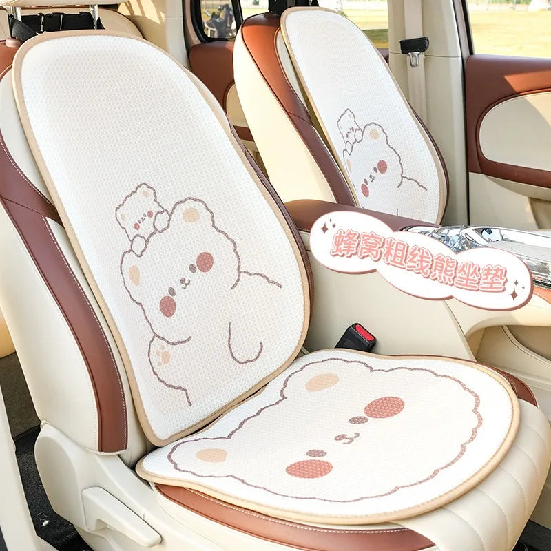 Comfortable Cute Car Seat Covers Ice Silk Cartoon Car Seat Protector Cushion Cute Car Accessories Universal Seat Covers Full Set