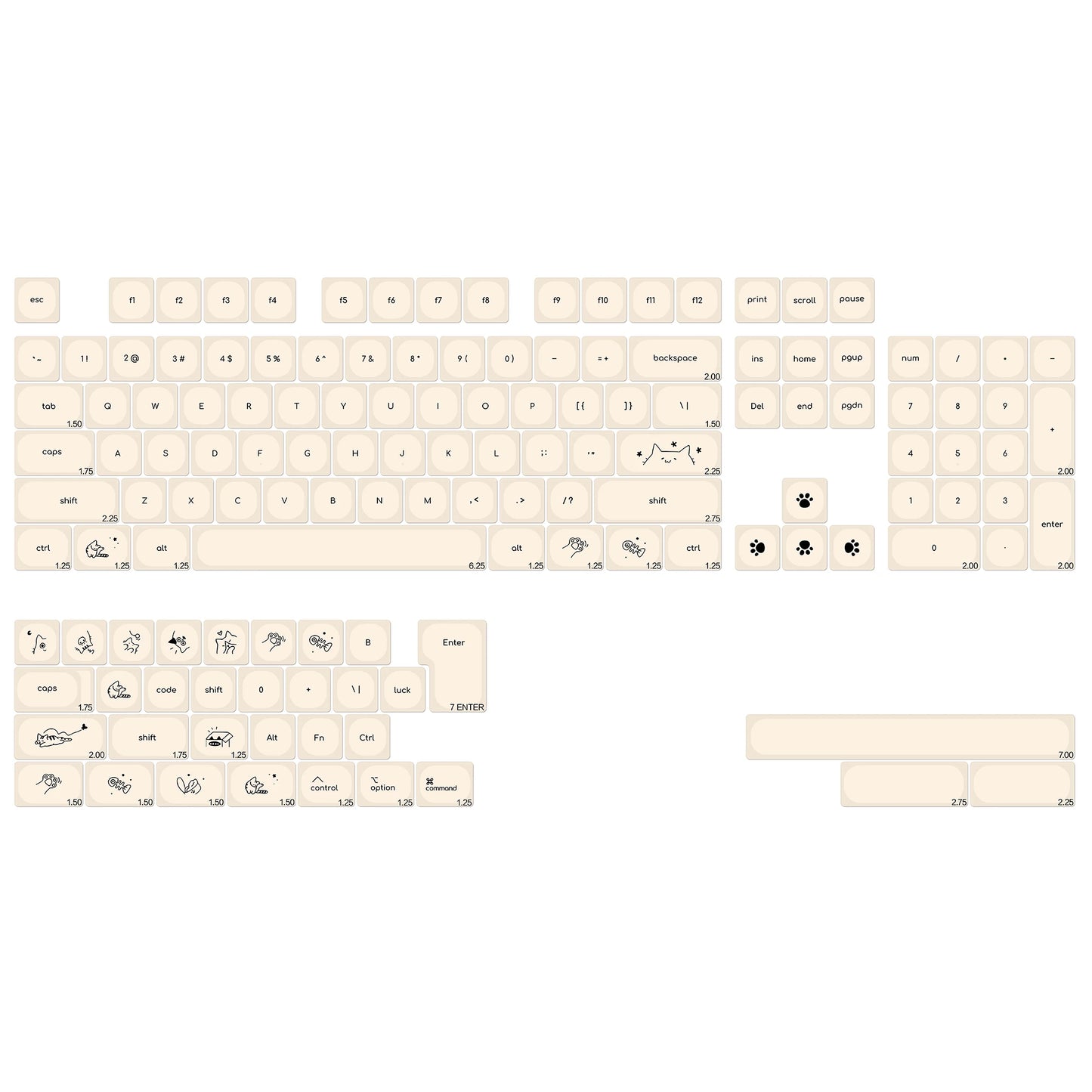 KBDiy Minimalist Style Keycaps Cute Milk White Cat PBT KOA Profile Alice ISO Keycap For 60 Mechanical Keyboard Gamer Aula F87