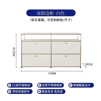 Storage Cabinet Sideboards Cabinet Shelf Module Modular DIY TV Stand Living Room Furniture Stainless Steel Vintage Frame