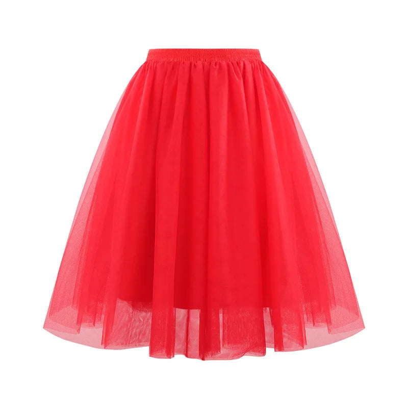 Tutu Skirt Women's 50s Skirt Retro Ballet Dance Skirt 3-Layer Tulle Ballet Rockabilly Petticoat Underskirt Dance Dress Cosplay