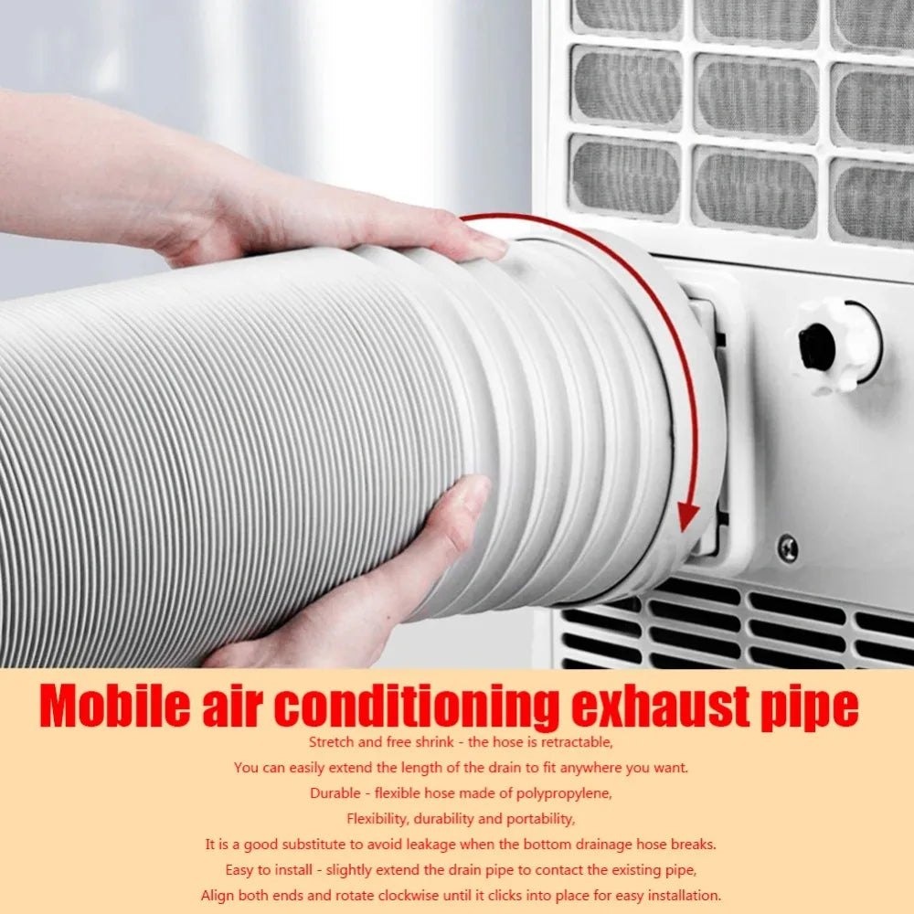 Universal Stretchable PAC Vent Duct Pipe Flexible Portable Air Conditioner Exhaust Hose 1.5m 2m Aircon Hot Air Exhaust Tube
