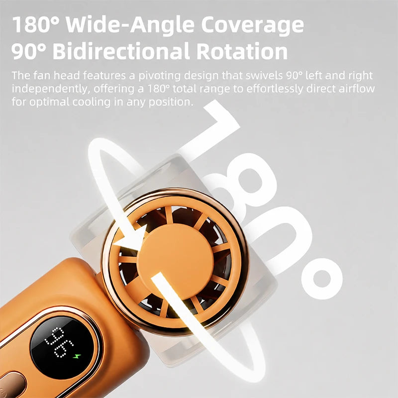 Portable Mini Fan Handheld Small Fan Cooling Turbo High Speed Fans 3000mAh 5 Speeds 180° Adjustable LED Display USB Rechargeable