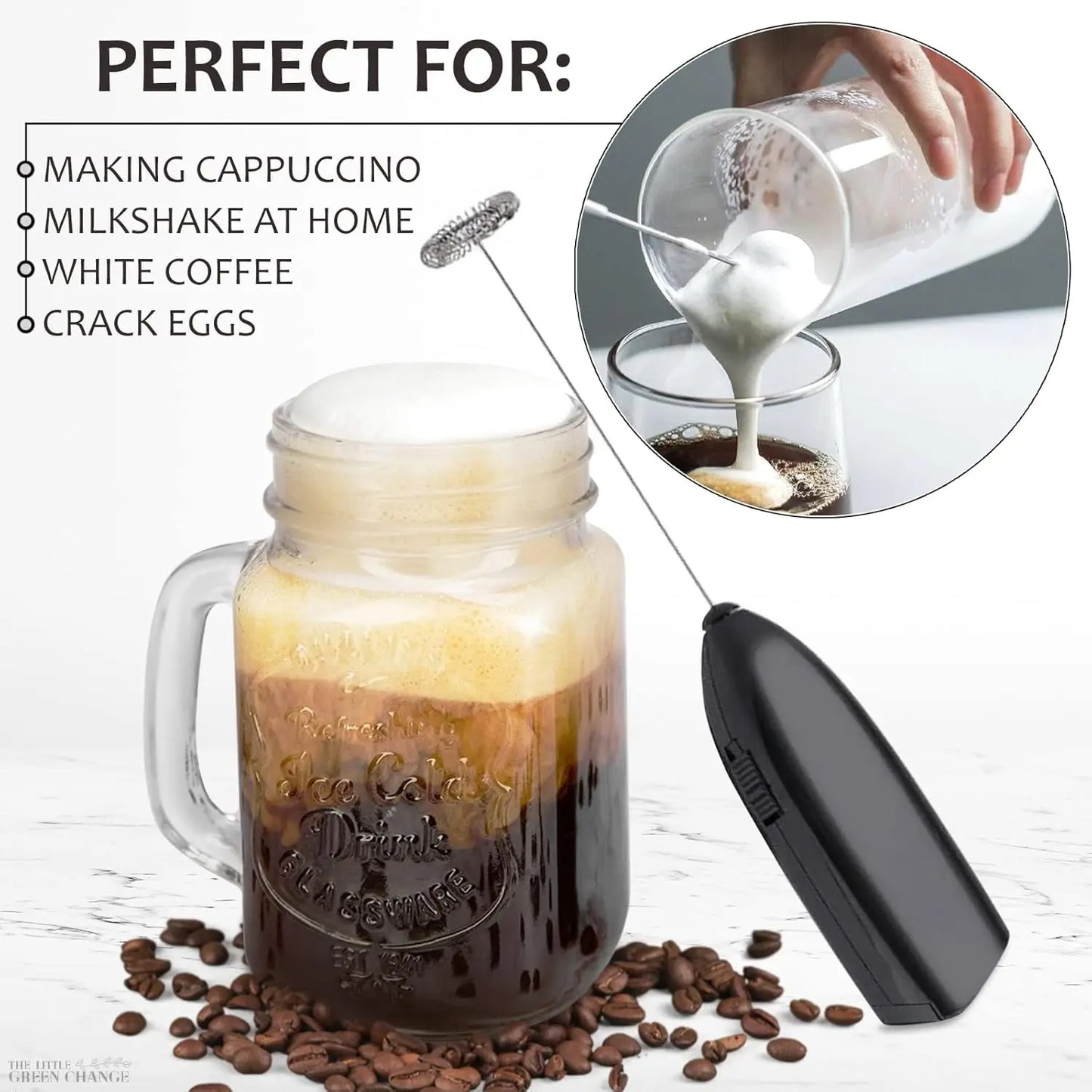 1 X Mini Electric Kitchen Blender, Milk Frother, Can Be Used for Mixing Coffee, Custard Shakes, Blender, Coffee Blender