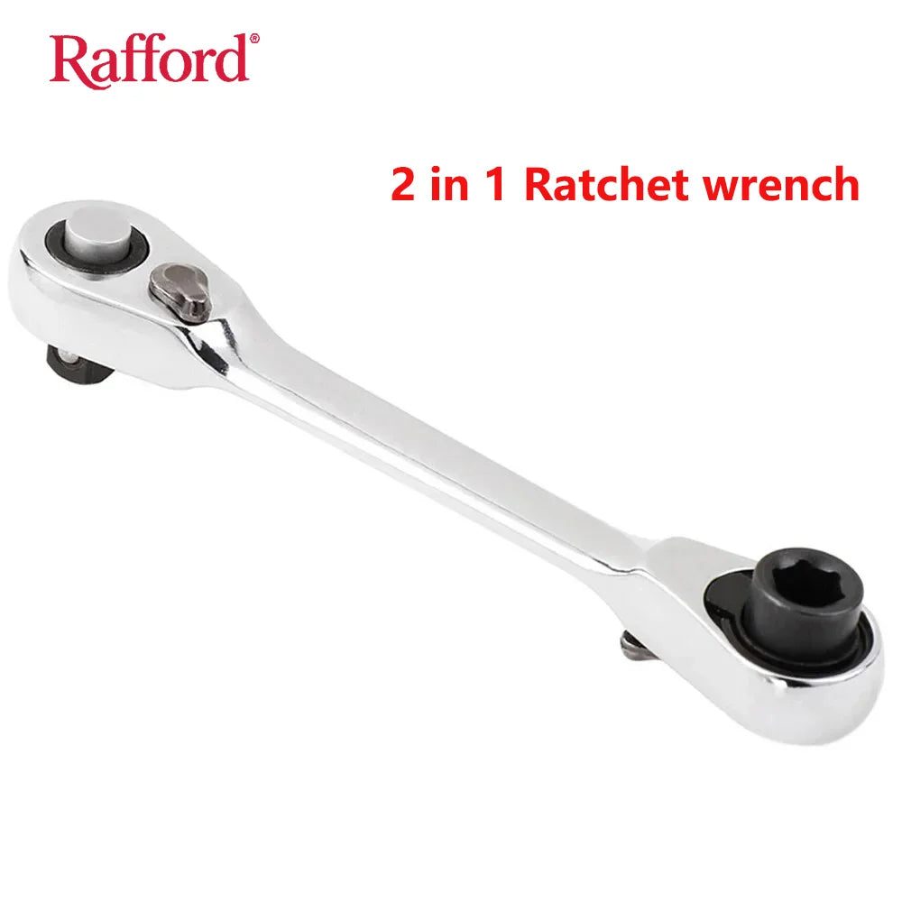 Rafford Mini Treble 1/4 Ratchet Wrench Double Ended Quick Socket Ratchet Wrench Screwdriver Hex Torque Wrenches Set 2in1 Spanner