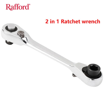 Rafford Mini Treble 1/4 Ratchet Wrench Double Ended Quick Socket Ratchet Wrench Screwdriver Hex Torque Wrenches Set 2in1 Spanner