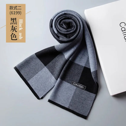 High Quality Wool Men Scarf Autumn Winter Classic Business Thermal Muffler Male Soft Korean Version Long Thick Warm Shawl No Box