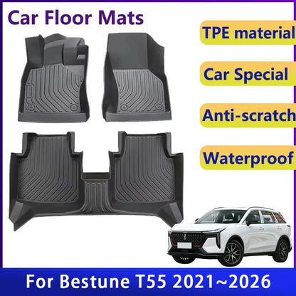 Luxury Car Floor Mats Fits For FAW Bestune T55 2021 2022 2023 2024 2025 2026 Pads Foot Carpets Floor Cover Auto Accessories