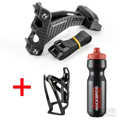 ROCKBROS Imitation Carbon Fiber Bicycle Water Bottle Holder Adapter Saddle Double Cup Extension Stand Seat Cycling Equipment