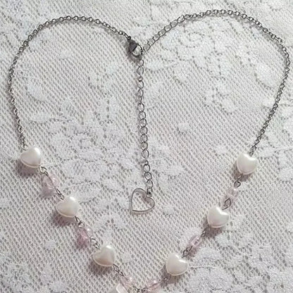 Handmade heart shaped necklace sweet Lolita strawberry pendant necklace lovely necklace charm necklace necklace for women y2k