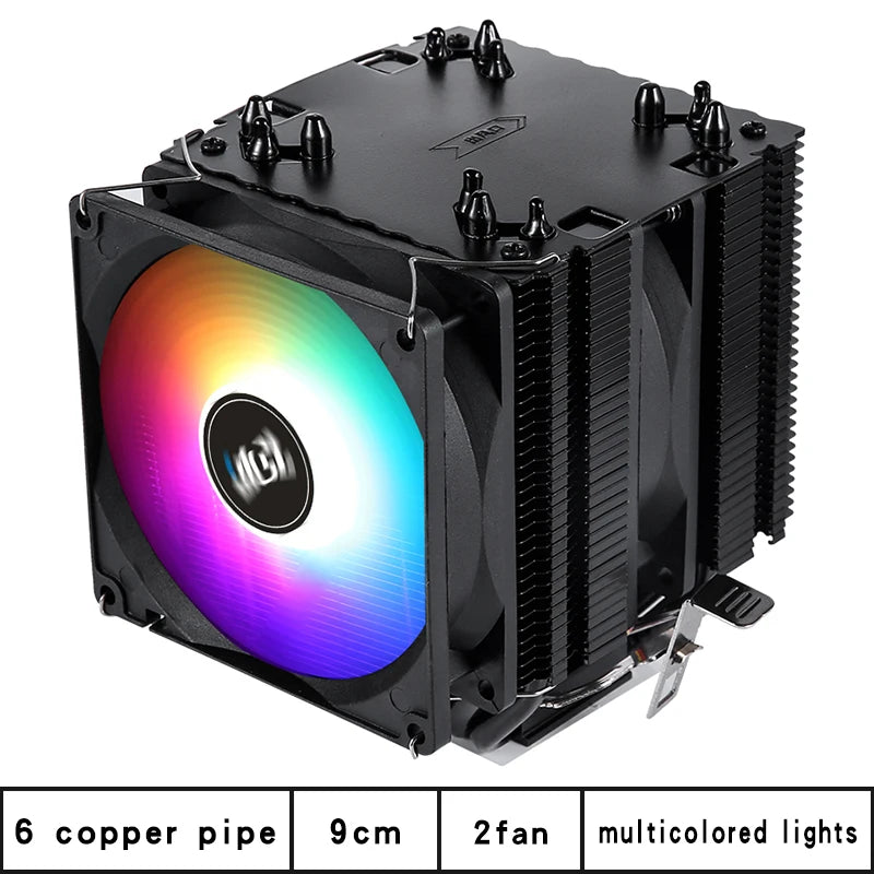 6 Copper Pipe Double Tower ARGB Cpu radiator Cooler 90MM 4Pin Fan 1200 1150 1155 1366 1700 AM3 AM4 X99 2011 PC Heat Sink 2011-V3