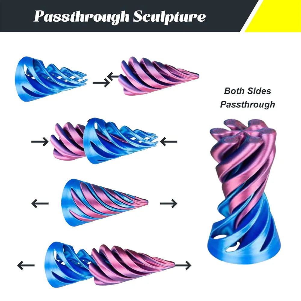 2024 3D Printed Helix Screw Fidget Toy Impossible Pyramid Passthrough Sculpture Spiral Cone Decompression Decorative Ornaments