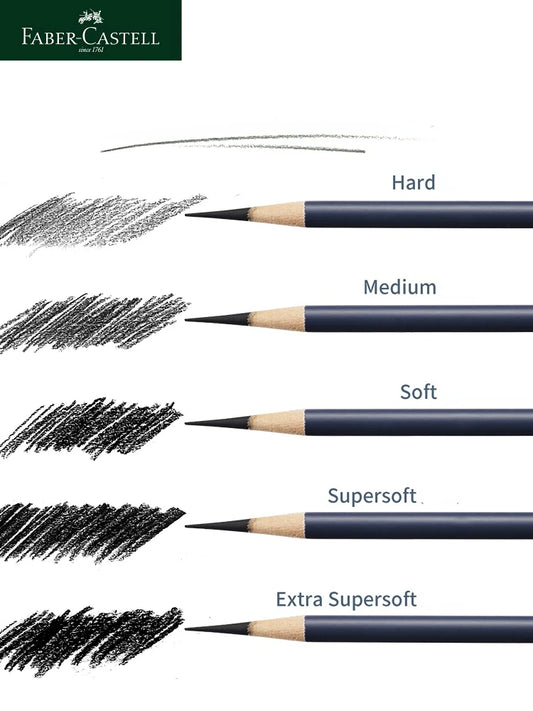 5 / 6 PCS Faber Castell Goldfaber Charcoal Graphite Sketch Set EX-Soft Medium Hard soft Pencils Drawing Sketching Shading Artist