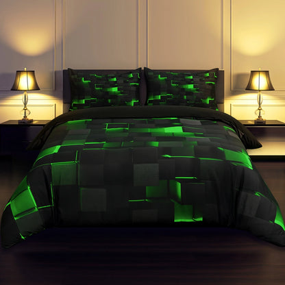 Blue and Black Bedding Duvet Cover Set Light Geometric Bedding Set for Kids Boys Girls Comforter Cover Set Bedspread Cover