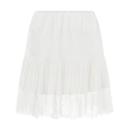 Y2k Lace Half Slip Skirt Flowy Ruffle Pleated Mini Skirts for Women Fairy Mesh Floral Mid Rise Layered Short Skirts Streetwear