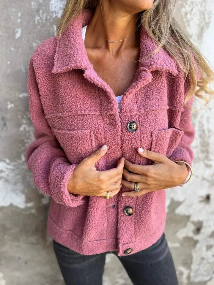 2025 Autumn Winter Clothes Women Lapel Single-breasted Lapel Jacket Solid Color Fashion New in Outerwears Pockets Coat Chic Tops