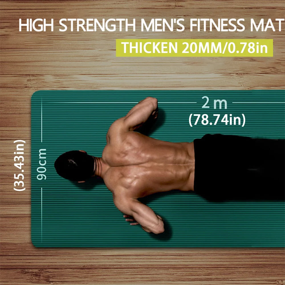 20mm Thick Large NBR Yoga Mat 200x90cm with Strap & Storage Bag, Rollable Pilates Workout Mat