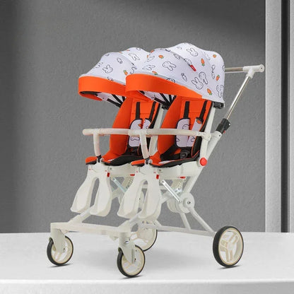 Twin strollers for two children Two seats Lightweight folding stroller Multifunctional stroller can sit and lie down