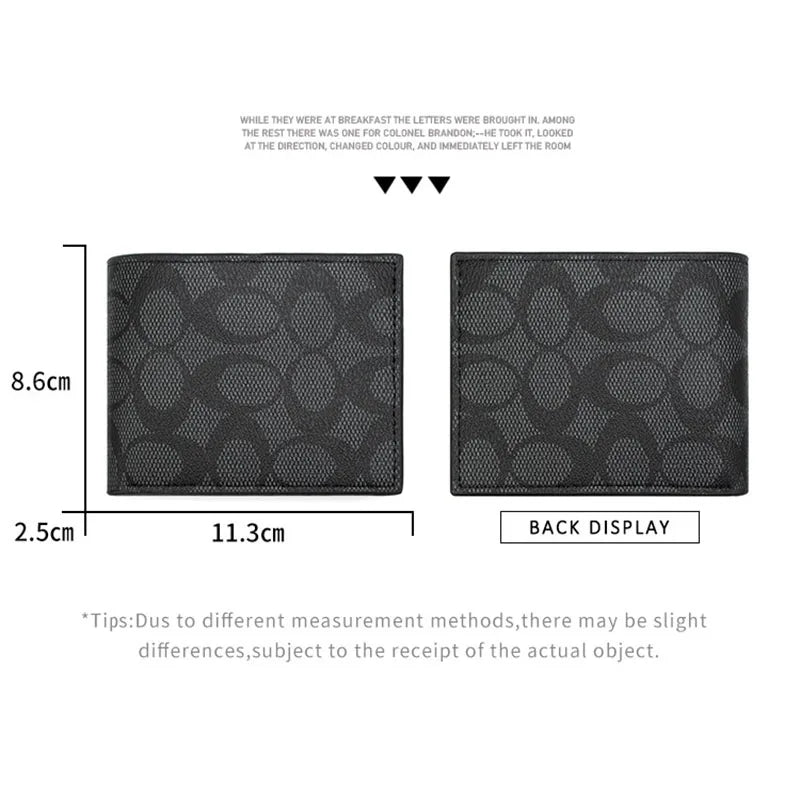 2026 Designer Embossed Cartera Hombre Bifold Compacto Multi Ranuras Tarjetas Bolsillo Moneda Accesorio Moda Diario Regalo Para H