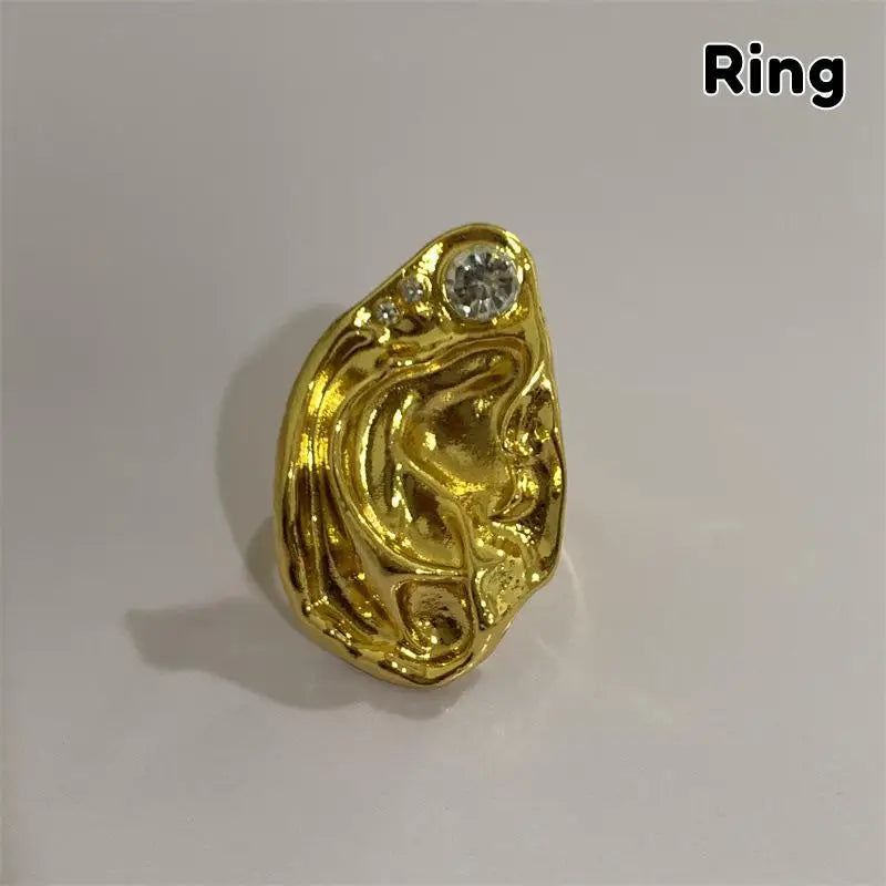 Ear Shaped Earrings Metal Ring Jewelry Irregular Statement Ring Unique Textured For Daily Wear Parties & Events