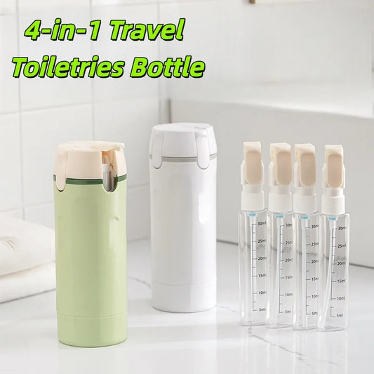 4-in-1 Travel Toiletries Bottle - Refillable, Leak-proof, Portable Travel Split Bottle, Emulsion Dispenser Bottle, Practical