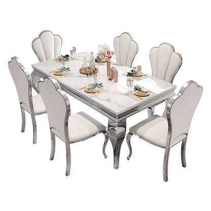 Marble Luxury Dining Table Unique Gold Individual White Italian Dining Table Rectangular Design Mesa Comedor Home Furniture
