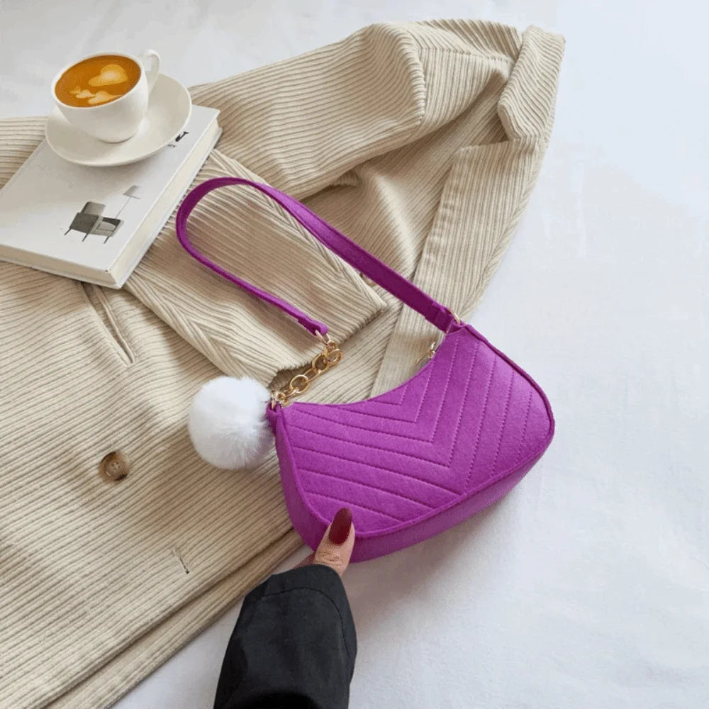 New Fashion Design Mini Shoulder Bag Simple Design Trendy Felt Underarm Bag Casual Light Weight Handbag Work