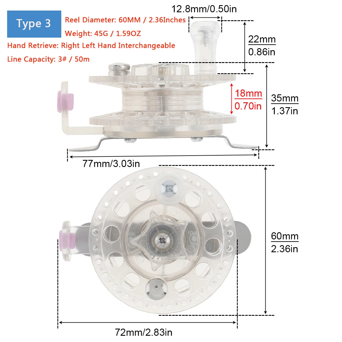 Mini Winter Ice Fishing Reel Ultralight 50mm 55mm 60mm Hand Reel Fly Fishing Line Wheel Carp Spool Pesca  Tackle