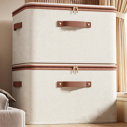 Foldable Clothes Storage Box, Closet Organizer Container with Handle and Zipper,Suitable for Wardrobe, Closet,Blanket (Washable)