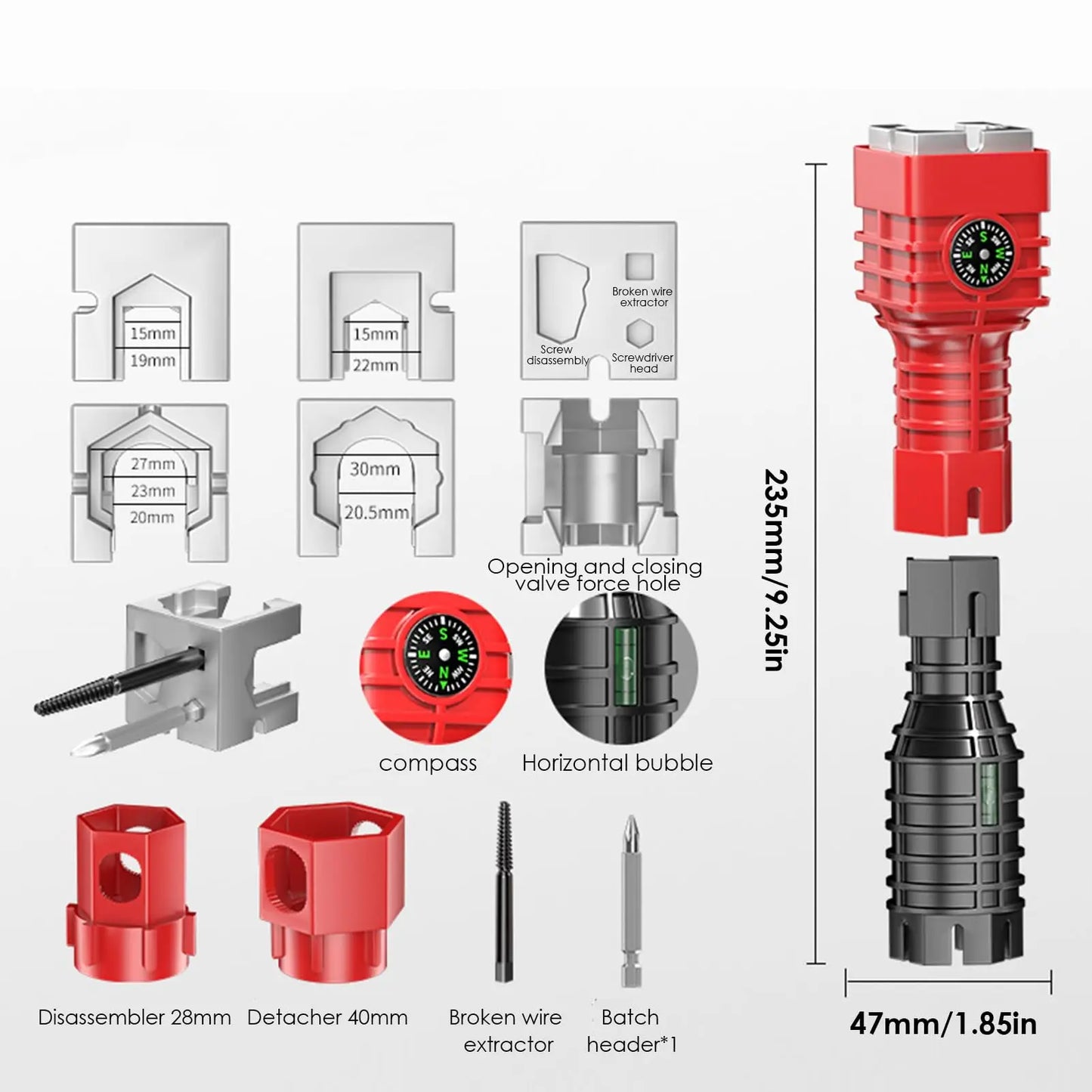 Basin Wrench,24 in 1 Faucet, Sink Installer Tool,Multi-Purpose Plumbing Wrench Faucet Wrench Sink Wrench Plumbers Wrench