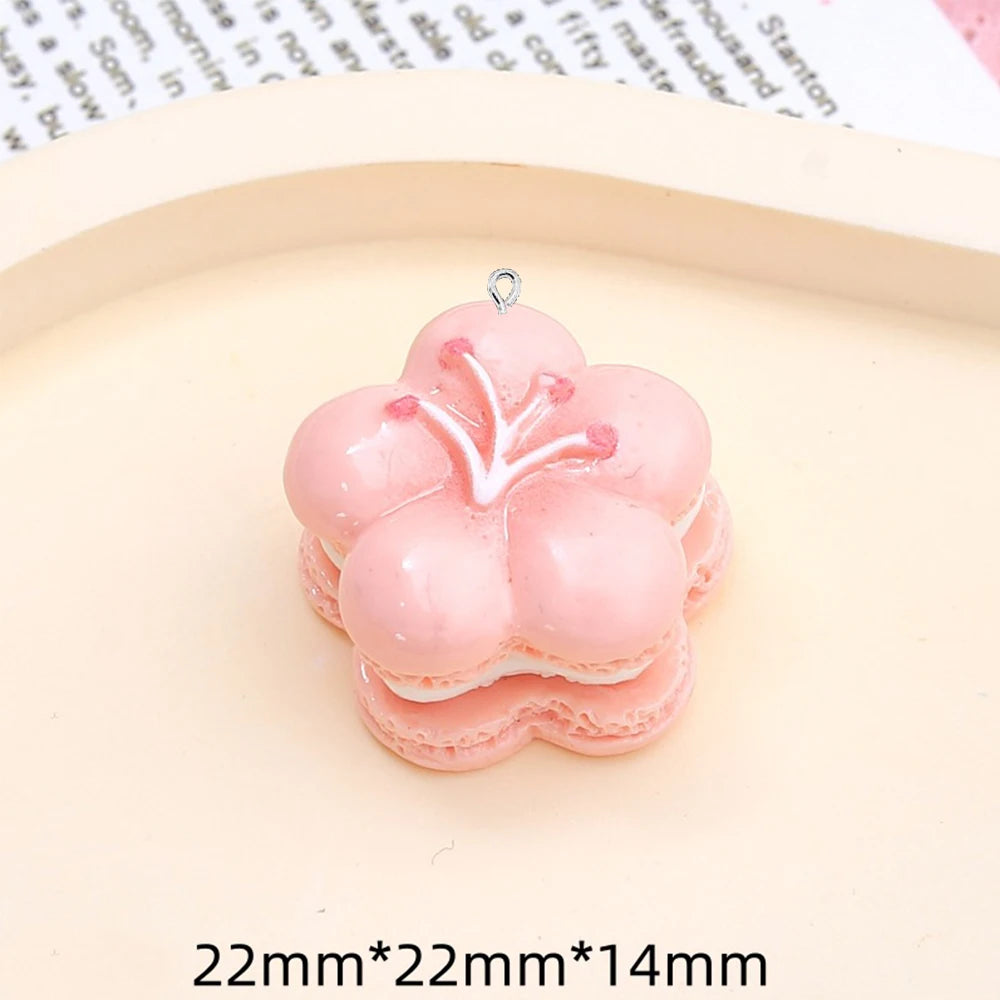 10PCS Shiny Cherry Blossom Cake Series Flat Back Charms For Earrings Bracelet Hairpin DIY Jewelry Pendants Decoration Accessorie