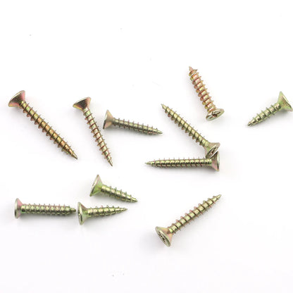 JUIDINTO 15-30pcs Wood Screws Fiberboard Screw Nails M3.5 M4 M5 Yellow Zinc Self Tapping Wood Screw For Cabinet Chipboard Screw