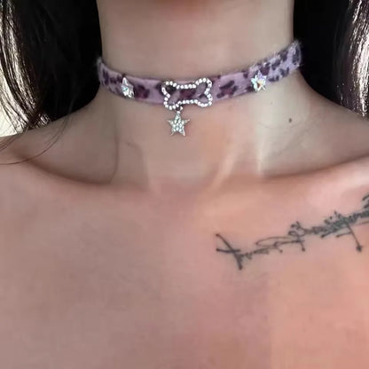 Goth Y2K Angel Wing Feather Star Cross Heart Cat Claw Pendant Bead Chain Choker Necklace For Women Harajuku Jewelry Accessories