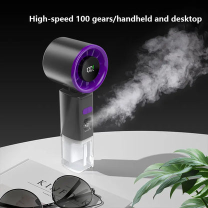 Portable Handheld Spray Fan Strong Wind Water Spray Mist Fan Low Noise Handheld Misting Fan USB Rechargeable Foldable Small Fan