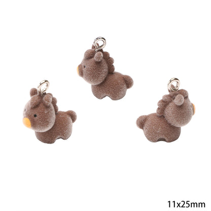 1Pcs 3D Flocking Resin Charms Cartoon Animal Pendant for Necklace Earrings Keychain Making DIY Jewelry Accessories Wholesale