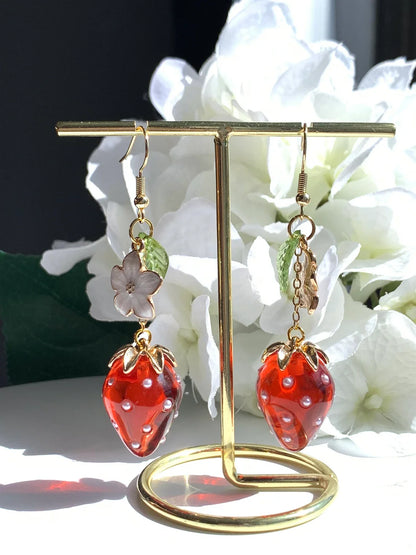 Strawberry earrings /Fruit earrings/ Pendant earrings/Food earrings/ Fun earrings/ gift for her