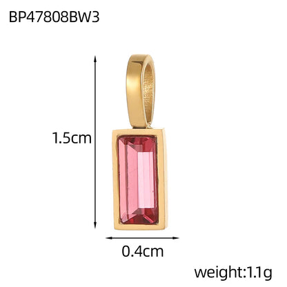 Classic Love Heart Square Zircon 12 Birthstone Pendant DIY Pendant Stainless Steel Waterproof Geometric Jewelry Birthday Gift