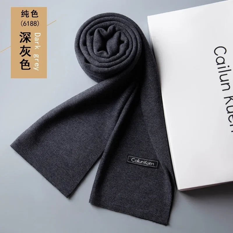 High Quality Wool Men Scarf Autumn Winter Classic Business Thermal Muffler Male Soft Korean Version Long Thick Warm Shawl No Box