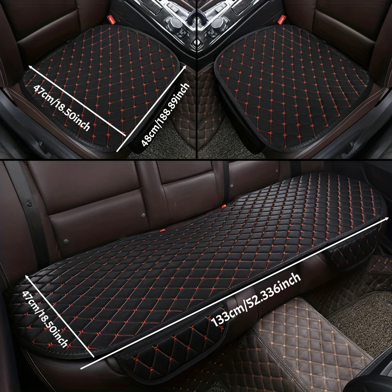 Kcimo 3Pcs Cotton and linen Car Seat Cover Set Universal Car Seat Cover Cushion Car Seat Protector Interior Car Accessories