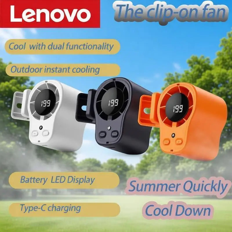 Lenovo Portable Handheld Fan LED Digital Display Lightweight Fan Pocket Size Low Noise Small Electric Fan  Outdoor Fan 2026New