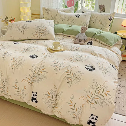 4pcs/set Bedding Set Simplicity Style Twin Queen Size Duvet Cover Flat Sheet Pillowcase Kids Adult Comforter Sets Home Textile