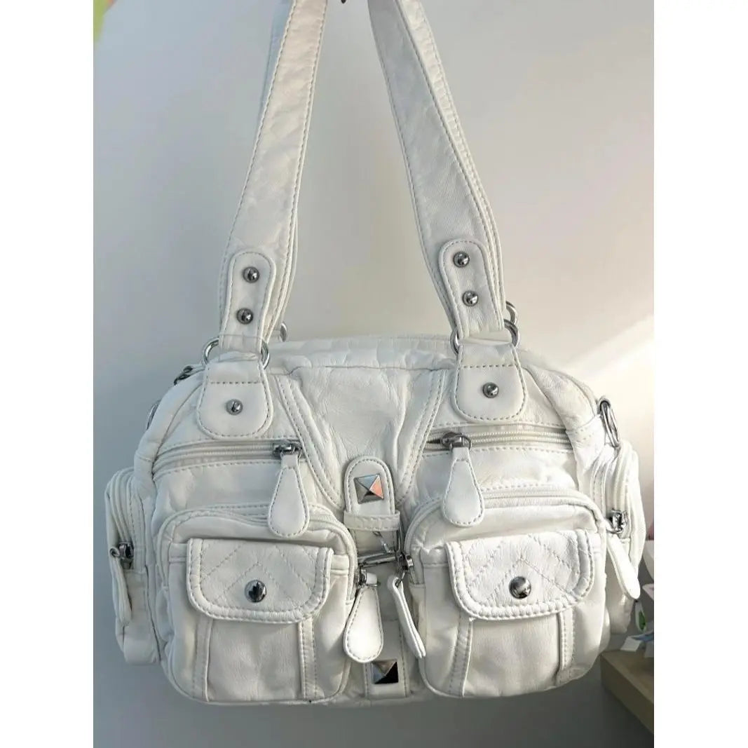 JIAERDI Hot Girls White Y2k Shoulder Bags Women Vintage Subculture Leather Casual Handbag Female Harajuku Underarm Bag Purse New