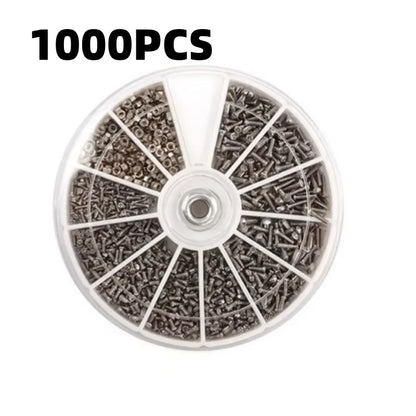 600/1000Pcs Small Screws & Nuts Kit - Nickel-Plated Iron Electronics Screws for Glasses Repair & DIY Projects Assorted Set