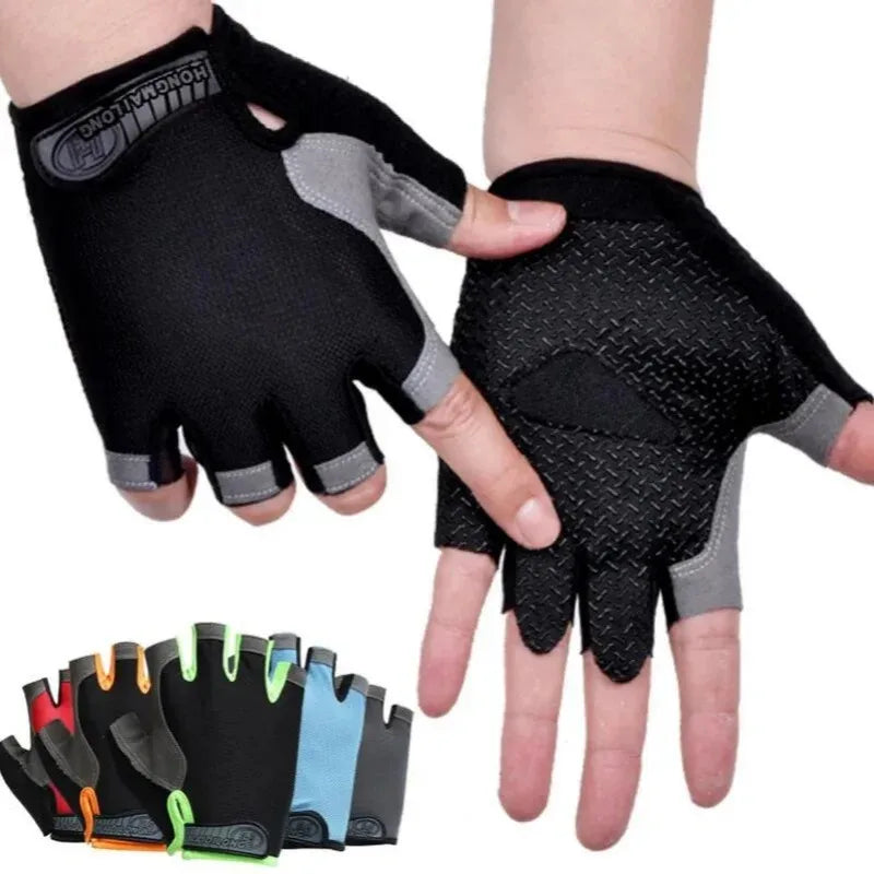 1Pair Gym Gloves Fingerless Gloves Anti-Slip Shock-Absorbing Gloves Sports Gloves for Training Lifting Weight Cycling