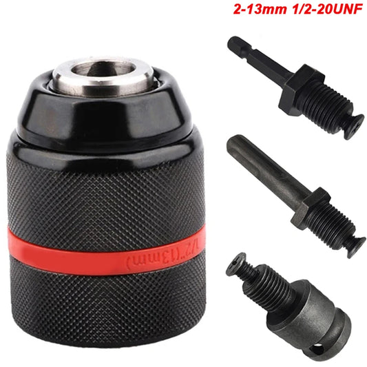 JENTORIX 2mm-13mm Metal Keyless Drill Chuck, 3Jaw Self-lock Ratchet Chuck 1/2-20UNF Thread, Chuck for Drill Bit Screwdriver&Taps