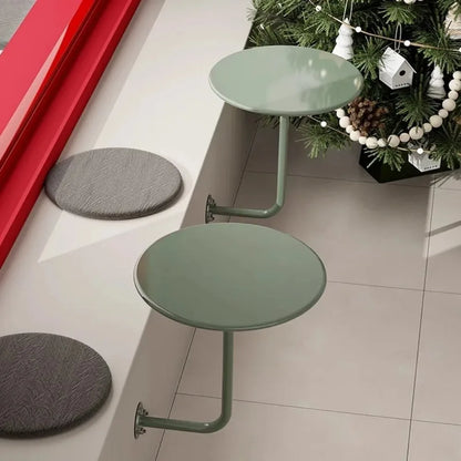 Wall Mounted Coffee Table, Round Floating Side Table, Metal Space Saving End Table for Living Room Bedroom Balcony Cafe