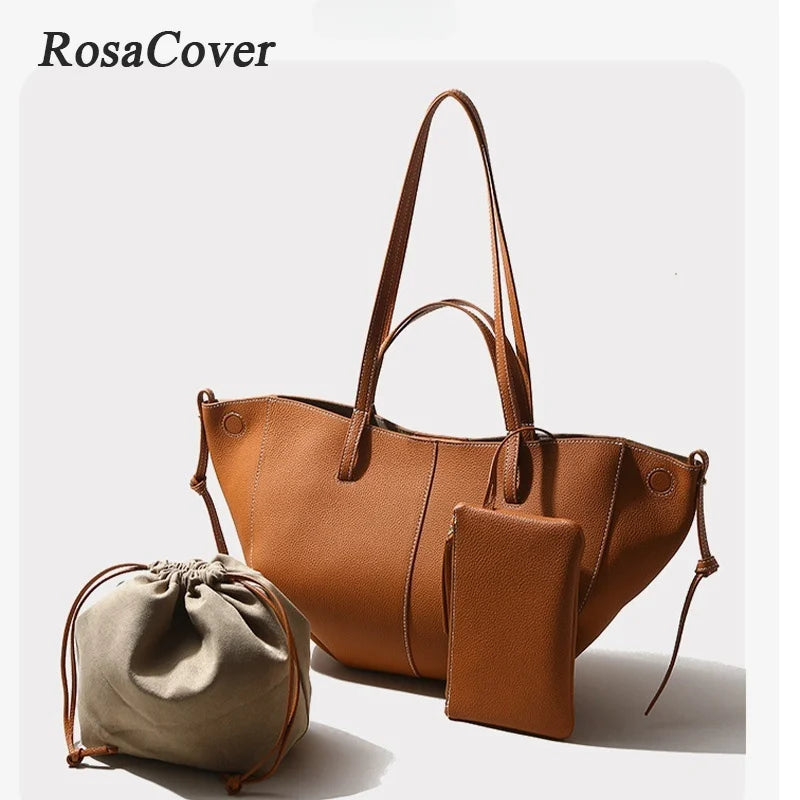 Luxury Designer Bag Women Large Capacity Leather Bucket Bag Senior Sense Crossbody Casual Broadband Shoulder Bag