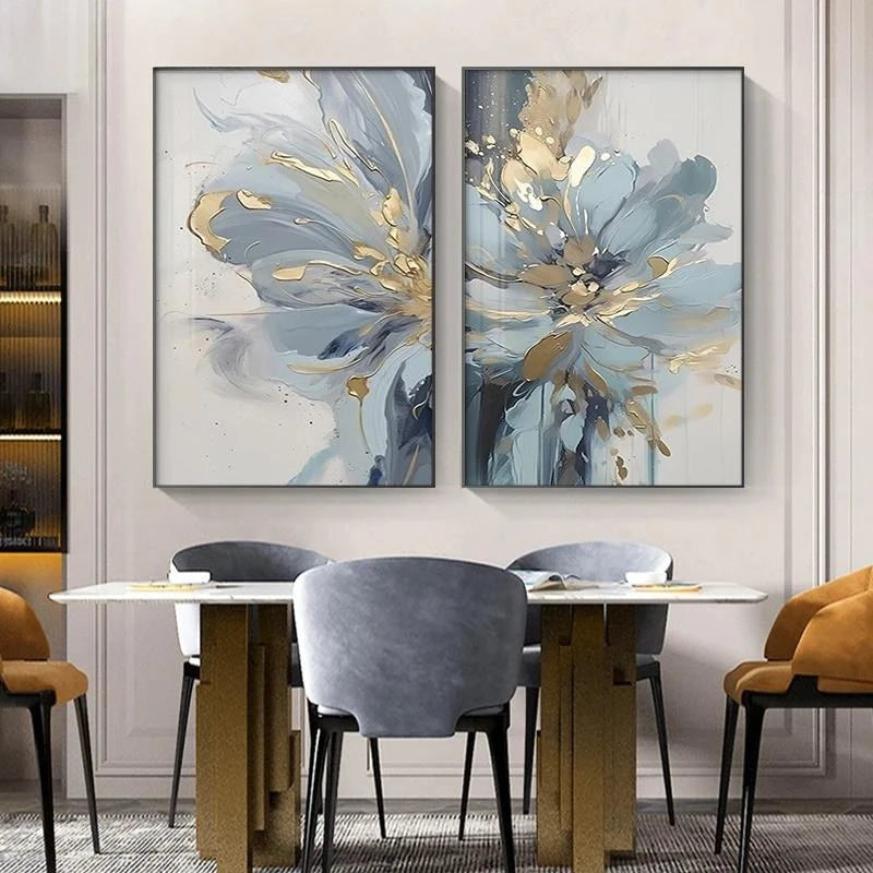 Luxury Painting for Living Room Wall Decor Abstract Blue Floral Canvas Print Wall Pictures Bedroom Entrance Modern Wall Artwork