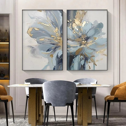Luxury Painting for Living Room Wall Decor Abstract Blue Floral Canvas Print Wall Pictures Bedroom Entrance Modern Wall Artwork
