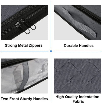 4-Pack Large Capacity Underbed Storage Bags Organizer with Clear Window and Handles for Blanket, Comforter, Bedding, Clothes