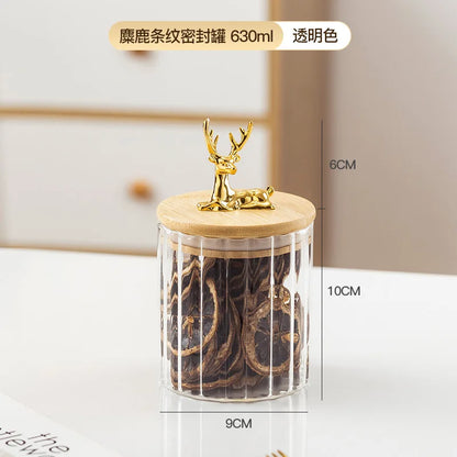 Glass Kitchen Storage Jars With Bamboo Sealing Lids Food Container For Coffee Beans Tea Candy Organizer Bottles